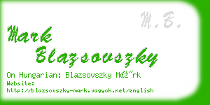 mark blazsovszky business card